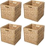 Foldable Hyacinth Storage Basket with Iron Wire Frame By Trademark Innovations (Set of 4)