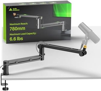 AA AUDIO ACCESSORY Mic Boom Arm, Low Profile Microphone Arm with 6.6lbs Load Capacity, Sturdy Metal Mic Stand with Desk Mount Clamp, Stable Gear Structure Never Sags, Compatible with Shure SM7B etc