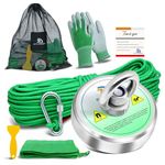 DTLHCNCT Fishing Magnet Kit,500Lb Super Strong Fishing Magnets kit with 65 Ft Rope,Large Neodymium Magnetic Fishing with Powerful Magnetic Force, Ideal for for Treasure&Underwater Cleaning
