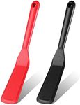 Zopeal 2 Pieces Silicone Narrow Skinny Spatula Crepe Flipper Long Spatula Heat Resistant Cooking Spatula Non Stick Pancake Spatula for Cooking Egg Burgers Pizza Pancake Steak Omelet(Red, Black)