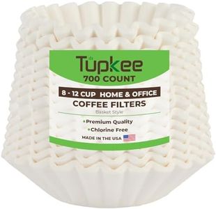 Tupkee Coffee Filters 8-12 Cups - Basket Style, White Paper, Chlorine Free Coffee Filter, Made in the USA