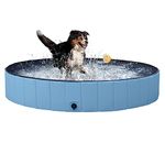 Yaheetech Foldable Hard Plastic Dog Pet Bath Swimming Pool Collapsible Dog Pet Pool Bathing Tub Pool for Pets Dogs & Cats Outdoor -63 x 11.8 inch, Blue