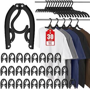 30 Pcs Travel Hangers Portable Foldable Travel Hanger Organizer, Plastic Travel Accessories Essentials Clothes Hanging Rack Folding Hangers for Traveling Camping Flying RV Cruises Suitcase, Black