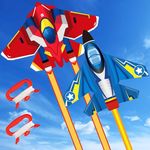 Chennyfun 2 Pack Fighter Plane Kites for Kids and Adults, Red and Blue Kites, Easy Fly Kites for Boys and Girls, included 100m String and Swivel, Great Beach and Summer Outdoor Activities for Kids