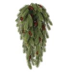 RECUTMS Pine 2Pcs Artificial Christmas Teardrop Christmas Door Swag Artificial Christmas Pine Needle Hanging Christmas Swag Faux Winter Hanging Teardrop Wreath Hanging Plants(Green)