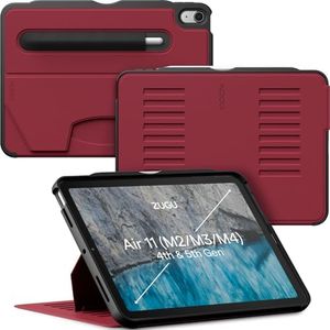 ZUGU CASE for iPad Air 11 (M3 2025 / M2 2024) iPad Air 5 & 4 10.9 inch (2022/2020) Protective Cover, Wireless Apple Pencil Charging, Convenient 8-Angle Magnetic Stand & Auto Sleep/Wake [Cherry Red]