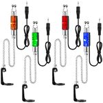 Dr.Fish Bite Indicator Set 4 Bobbins Carp Fishing Portable LED Illuminated Bite Alarms with 2.5mm Jack Plug, Drop off Alarm Detachable on Rod Carp Accessories for Outdoor Rod Light up