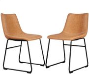 ALFORDSON Dining Chairs PU Leather Set of 2, Kitchen Chair with Metal Frame & Floor Protector, Reading Seating for Home Cafe Coffee Table, Max 150kg, Veda Brown