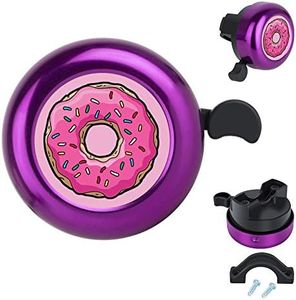 MZELQ Bicycle Bell Cute Clear Sound Adjustable Size Aluminum Bike Accessories Bell Ring for Girls Women Kids Adults (Donuts)