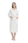 Commollis Womens Lightweight Waffle Robe Soft Bathrobes for Women Short Bath Robes Female House Robe for Ladies, White, Small