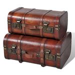 vidaXL 2pc Wooden Treasure Storage Thunk Travel Suitcase Steamer Chest Vintage Style