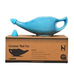 Ceramic Neti Pot, Nose Cleaner for Sinus, Dishwasher Safe, Premium Handcrafted Durable, 225 Ml. Capacity - Blue