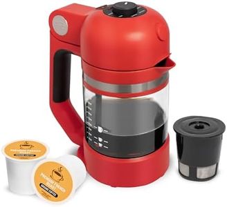 VINCI Micro Café Smallest Single-Serve Coffee Brewer | Compatible with Keurig K-Cups, K-Pods | Glass Carafe | Enclosed Brewing for Hotter Coffee | Large Capacity Reusable Filter Cup Included (Red)