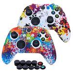 [2 Pack] Jusy Xbox Series X/S Controller Soft Silicone Cover Skin, Sweat-Proof Anti-Slip Case Cover Protective Accessories Set, Dust-proof Skin for Xbox Series X/S (Graffiti) Valentine's Day Gift