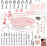 Cake Decorating Kit,137pcs Cake Decorating Supplies with Cake Turntable for Decorating,Pastry Piping Bag,Russian Piping Tips Baking Tools, Cake Baking Supplies for Beginners(Green-ne)