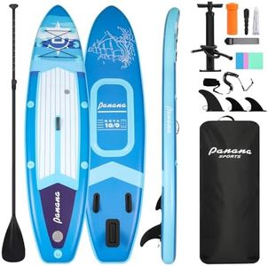 Panana Inflatable Stand Up Paddle Board 10'x30’’x6’’, Premium Surfing Board Kit for Youth & Adults, Two Air Valve SUP with Adjustable Paddle Hand Pump Fin Leash Backpack