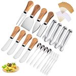 Cheese Butter Spreader Knives Set Charcuterie Board Accessories Stainless Steel Spreader Knives with Wooden Handle Mini Serving Tongs Spoons and Forks for Birthday Wedding Christmas