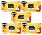 Foodie Puppies Pet Anti-Bacterial 500 Wet Wipes with Fresh Lemon & Green Tea Scent for Dogs, Puppies & Pets - (100 Wipes X 5 Pack) | Dry Bathing, Daily Care, Paw Cleaning Wipes