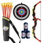 KAMESTORY Bow and Arrow Set LED Light Up with 10 Suction Cup Arrows Target & Quiver & 3 Score Targets Indoor Outdoor Games Kids Birthday for Children Ages 3-12 Boys Girls (Green)