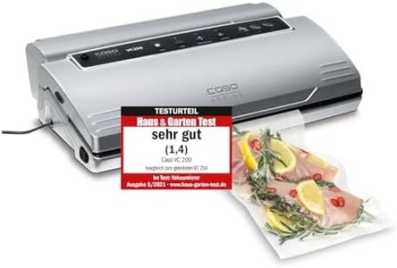 CASO VC200 Vakuumierer, Testurteil Sehr Gut, Lebensmittel bleiben bis zu 8x länger frisch, doppelte Schweißnaht, inkl.Cutter, inkl. 2 Profi-Folienrollen & Schlauch für Vakuumbehälter