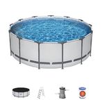 Round Portable Swimming Pool Metal Frame (14ft x 4ft (Filter,Ladder & Pool Cover)) (5612X)