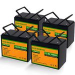 ECO-WORTHY 4-Pack 100AH Mini Size LiFePO4 Lithium Battery Iron Phosphate Battery Up to 15000 Deep Cycles,BMS Protection,Golf Cart,Trolling Motor,Camping,Off-Grid Solar Panel System