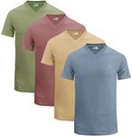 JRC Just Royal Clothing Pack of 4 Mens Short Sleeve V-Neck T-Shirts, Casual Vee Neck Tops (Mouve, Stone Blue, Sheep Skin, Sage, 2XL)