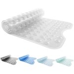 ANSIO® Long Bath Mat PVC Non-Slip Anti Mould bath Mat with Drain Holes & Suction Cups Machine Washable 102 x 40cm / 40 x 16inches - Clear