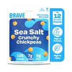 BRAVE Crunchy Chickpeas: Sea Salt - Protein Snacks, Healthy Snacks, Vegan, High Protein, Low Calorie, Sugar Free, Kids Snack, High Fibre, Plant Based, Multipack, Vegetarian - 12 x 35g Packs