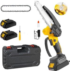 6-Inch Mini Chainsaw,Cordless Chainsaw,Light Weight Battery-Powered,with 2 Chains and Two high-Capacity Batteries,with Safety Lock and Brushless Motor for Pruning Trees and Cutting Wood