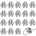 18 PCS Wire Rope Clip Cable Clamp M3 U Bolt Clamp Ø 3mm (1/8") Sturdy 304 Stainless Steel U Bolt Saddle Fastener For Wire Rope Cable Garden Industry Gym