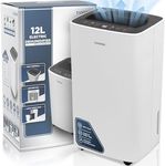 Tanness 12L Dehumidifiers for Home with Digital Humidity Display, Sleep Mode, Continuous Drainage - Dehumidifiers for Drying Clothes, Dehumidifier for Bedroom, Basement, 24H Timer, Quiet Operation