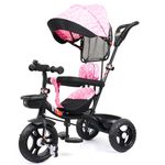 LUUSA GT-500 Tricycle with Canopy | Plug and Play | Tricycle with Height Adjustable Parental Control | Kids Safety Belt | Foam/Cushion Seat | Bell | 1-5 Years Old Kids | Make in India (Pink)