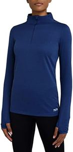 TCA Women’s Cloud Fleece ¼ Zip Thermal Running Top with Zip Pocket - Navy, X-Large