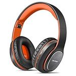 WorWoder Wireless Headphones Over Ear, 80 Hours Playtime Bluetooth Headphones, Hi-Fi Stereo Sound with Microphone, Lightweight Headset with Deep Bass for Travel Work PC Cellphone（Black-Orange）