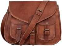 KPL 14 Inch Leather Purse Women Shoulder Bag Crossbody Satchel Ladies Tote Travel Purse Genuine Leather (Tan Brown)