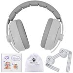 YAZOMA Baby Ear Defenders 3-48 Months - Infant Baby Noise Cancelling Headphones for Sleep Travel Essentials - CE UKCA Certified - Grey