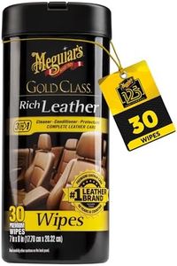 Meguiar's Gold Class Rich Leather Wipes - Best Automotive Care Leather Cleaner - for Use on Leather Upholestry, Auto Interiors and Accessories - Non-Toxic Leather Cleaner Wipes - 25 Pack
