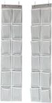 SimpleHouseware 24 Pockets - 2PK 12 Large Pockets Over Door Hanging Shoe Organizer, Grey (147.3 cm x 31.8 cm)