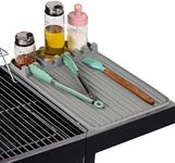 Silicone Griddle Tool Mat, Griddle Accessories, Side Shelf Spatula Mat with Drip Pad, BBQ Tool Holder, Utensil Rest for Kitchen Counter, Blackstone Large Silicone Caddy, Blackstone Organizer (Grey)