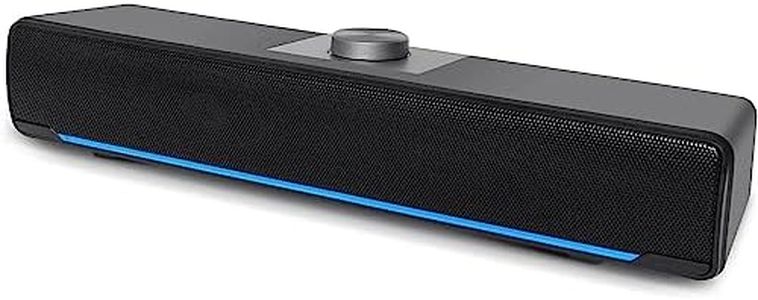 HEANTTV Altavoz para PC, Altavoz USB 2.0 para PC con LED, Potente Sonido estéreo, para Ordenador de sobremesa, portátil, teléfono móvil, Audio Negro