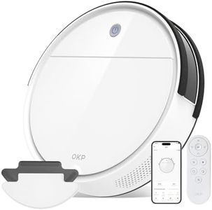 OKP K5 3-in-1 Robot Vacuum and Mop, Ultra-Thin & Quiet, 2500Pa Strong Suction, 120 Mins Runtime, WiFi/Alexa/App Control, Self-Charging, Ideal for Pet Hair, Carpets & Hard Floors, （K5 with Remote）