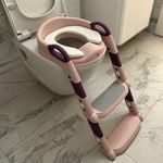 ASMAN Baby Potty Training Seat, Adjustable Toilet Training Seat and Foldable Baby Toilet Seats Comfortable/Portable Toilet Training Seats, Baby Potty with Ladder (Pink/Purple)