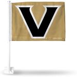 Rico Industries NCAA Vanderbilt Commodores Secondary Double Sided Double Sided Car Flag - 16" x 19" - Strong Pole that Hooks Onto Car/Truck/Automobile