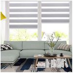 SMONTER Easy Fix Zebra Roller Blind Day and Night Blinds Curtains with Install Accessories (80CMx150CM, GREY)