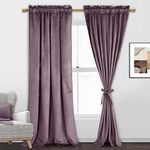 JIUZHEN Lavender Velvet Curtains 108 inches Long Luxury Home Decoration Room Darkening Thermal Insulated Window Drapes for Bedroom/Living Room, 2 Panels, W52 x L108