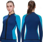 FLEXEL Wetsuit Top Women 2mm, Wet Suit Tops Womens in Cold Water Weather, Wetsuit Jacket Womens Neoprene Long Sleeve for Surf Swim Snorkeling Canoeing Scuba Kayaking