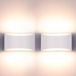 Glighone 2PCS Wall Lights Indoor Dimmable Up and Down Wall Light Modern Wall Lamp Sconce 10W Uplighter Downlighter LED Wall Lighting for Living Room Bedroom Balcony, Warm White