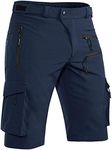 Hiauspor Men's Mountain Bike Shorts Stretch Hiking Cargo Shorts Quick Dry with Zipper Pocket for Cycling Casual Tactical （Dark Navy S）