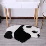 Panda Shaped Area Rug, Cute Bedroom Sheepskin Rug Soft Faux Fur Fluffy Comfy Carpet for Bathroom Floor Sofa Living Room (Panda A)